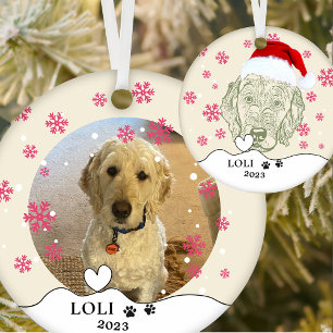 Labradoodle Dog Personalized Hand Drawing Ceramic Ornament