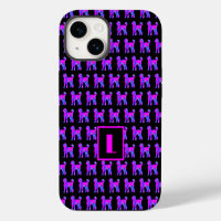 Labradoodle Dog Pink Blue Silhouette Mono Black