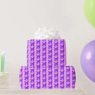 Labradoodle Dog Silhouette Hot Pink & Blue Pink Wrapping Paper