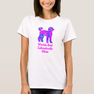 Labradoodle Dog Silhouette Hot Pink & Blue T-Shirt