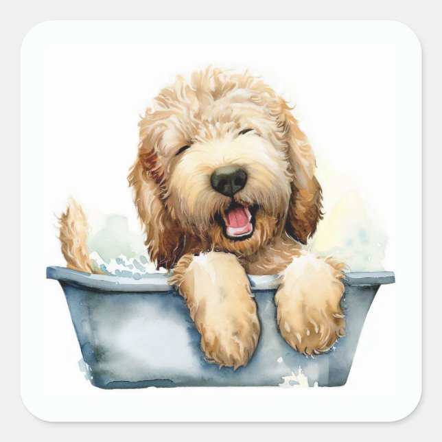 Labradoodle Dog Square Sticker (Front)