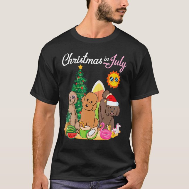Labradoodle Dogs Merry Christmas In July Day Mothe T-Shirt (Front)