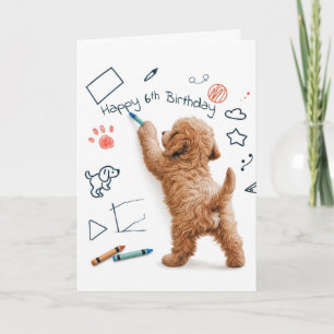 Labradoodle Doodling For 6th Birthday Card