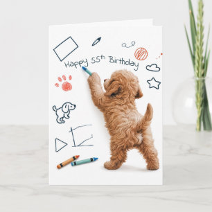 Labradoodle Doodling for a 55th Birthday Card