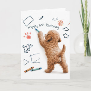 Labradoodle Doodling for a 60th Birthday Card
