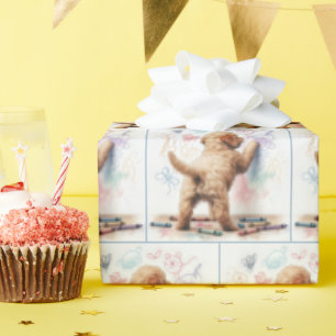 Labradoodle Doodling On a Wall Wrapping Paper