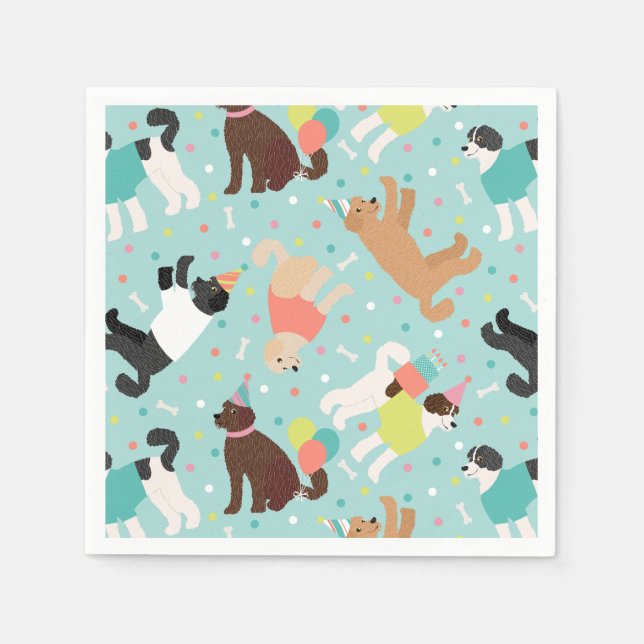 Labradoodle / Goldendoodle Birthday Party Napkin (Front)