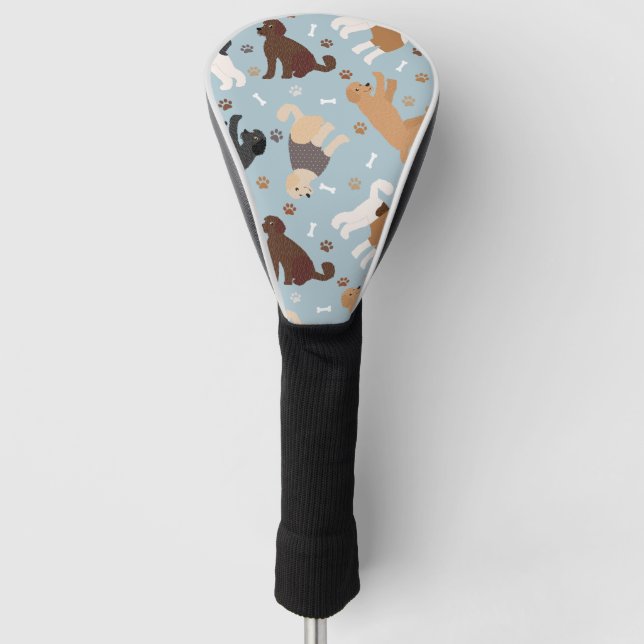 Labradoodle / Goldendoodle Bones and Paws Golf Head Cover (Front)