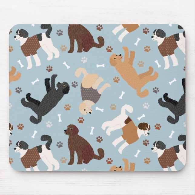 Labradoodle / Goldendoodle Bones and Paws Mouse Pad (Front)