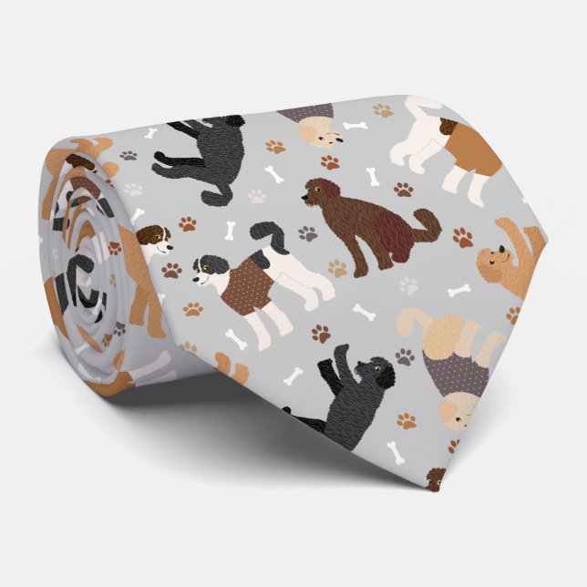 Labradoodle / Goldendoodle Bones and Paws Neck Tie (Rolled)