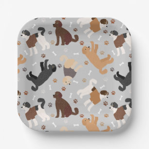 Labradoodle / Goldendoodle Bones and Paws Paper Plate
