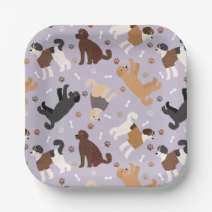 Labradoodle / Goldendoodle Bones and Paws Paper Plate