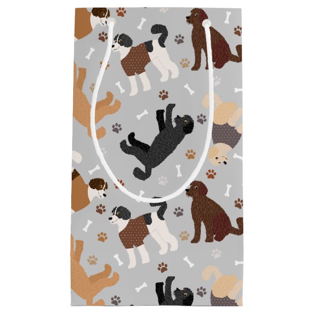 Labradoodle / Goldendoodle Bones and Paws Small Gi Gift Bag (Front)