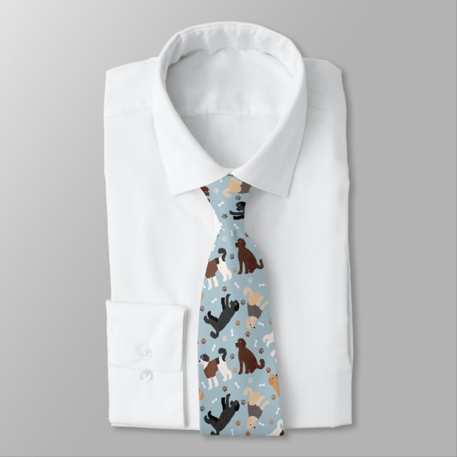 Labradoodle / Goldendoodle Bones and Paws Tie (Tied)