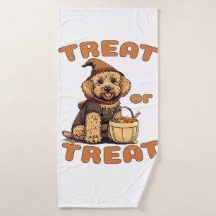 Labradoodle Halloween Dog Costume �Treat or Treat� Bath Towel