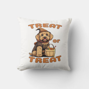 Labradoodle Halloween Dog Costume �Treat or Treat� Cushion