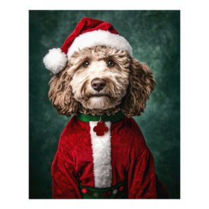 Labradoodle in Festive Christmas Attire Photo Print