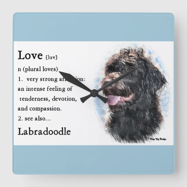 Labradoodle Love Is Gifts Square Wall Clock (Front)