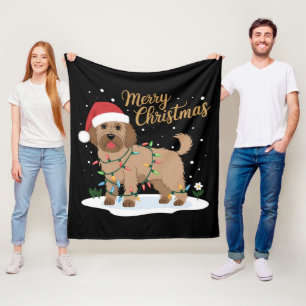 Labradoodle Merry Christmas Funny Xmas Dog Lover Fleece Blanket