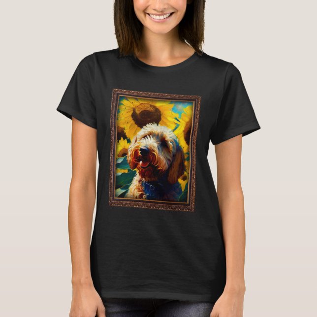 Labradoodle Painting Sunflower Flower Mom Women Fl T-Shirt (Front)