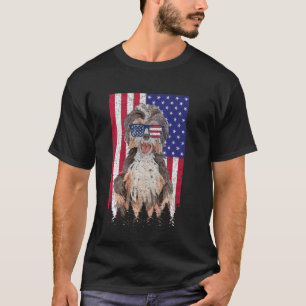 Labradoodle Patriotic Dog USA American Flag T-Shirt