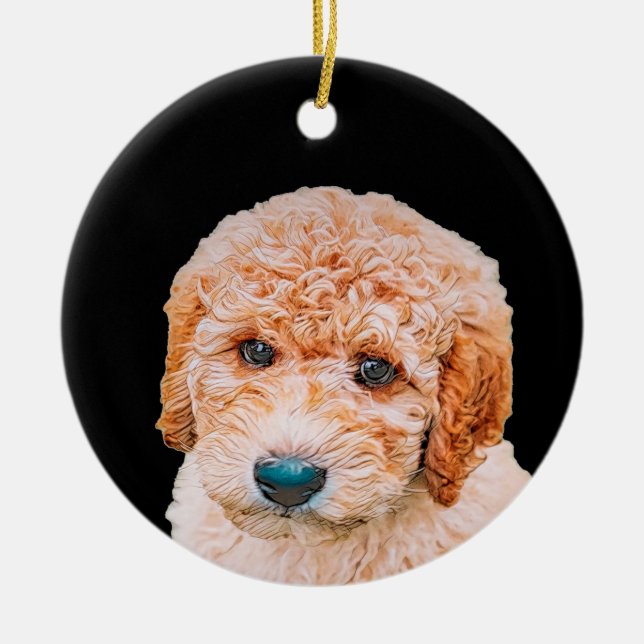 Labradoodle Puppy Ceramic Ornament (Front)
