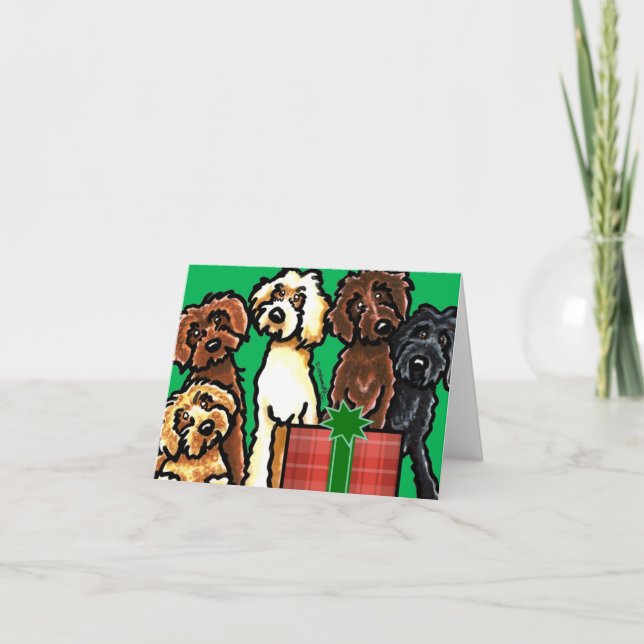Labradoodle Rainbow Christmas Holiday Card (Front)