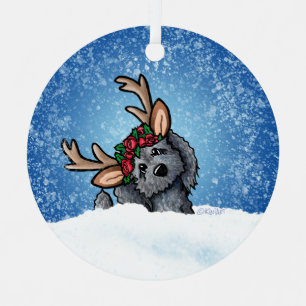 Labradoodle Reindeer Christmas Ceramic Ornament