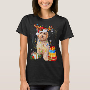 Labradoodle Reindeer Christmas Lights Funny Dog Xm T-Shirt