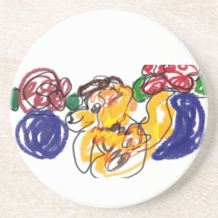 Labradoodle roses coaster