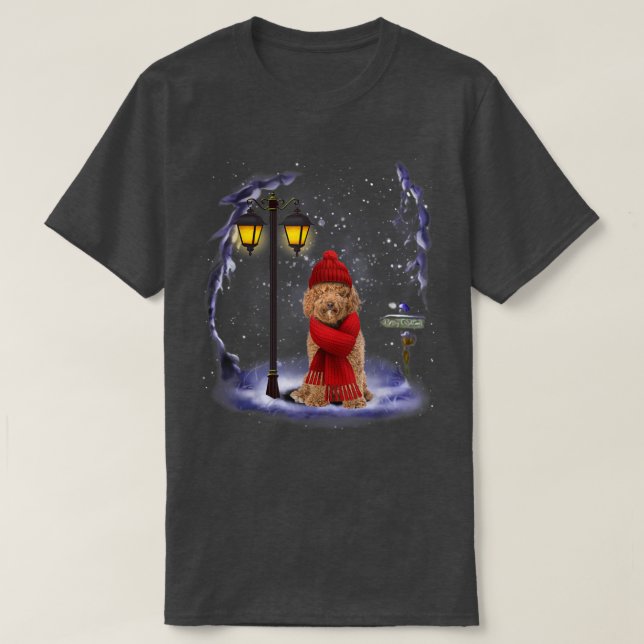 Labradoodle Santa Snow Christmas Light Winter Paja T-Shirt (Design Front)