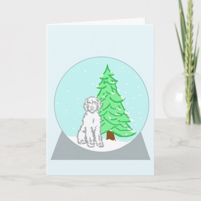 Labradoodle Snow Globe Christmas Card (Front)
