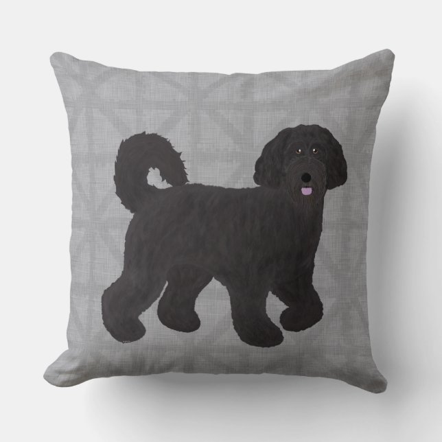 Labradoodle Throw Pillow (Front)