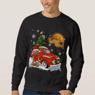 Labradoodle Vintage Wagon Red Truck Christmas Tree Sweatshirt