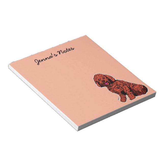 Labradoodle Warm Peach 5.5" x 6" Custom Notepad (Angled)