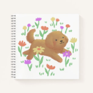 Labradoodle with Flowers Illustration Notebook