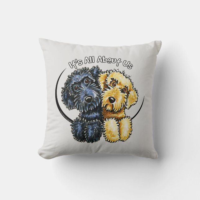 Labradoodles Black Yellow IAAU Cushion (Front)