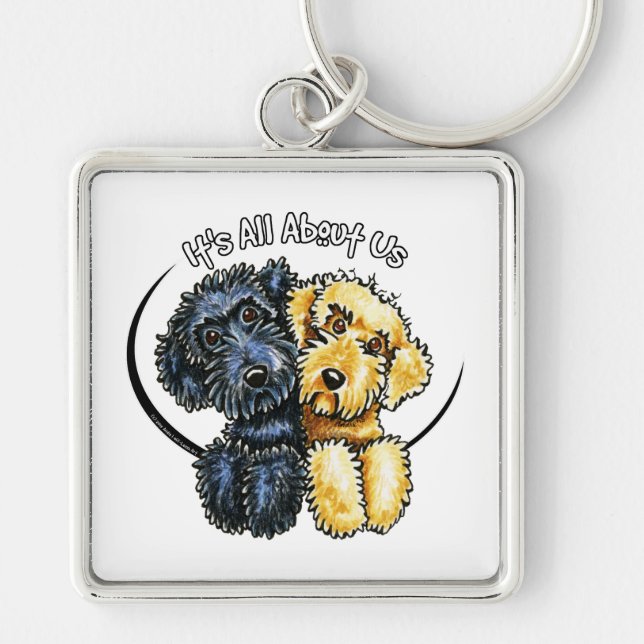 Labradoodles Black Yellow IAAU Key Ring (Front)