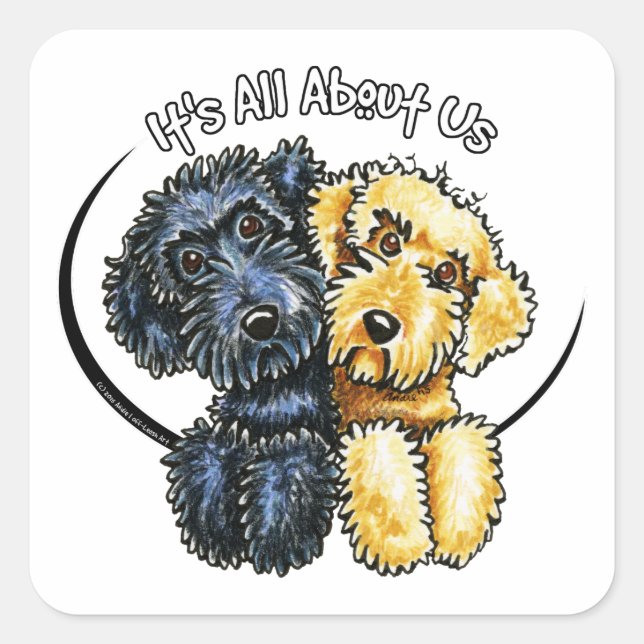Labradoodles Black Yellow IAAU Square Sticker (Front)