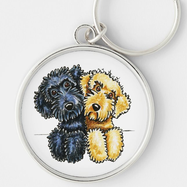 Labradoodles Black Yellow Lined Up Key Ring (Front)