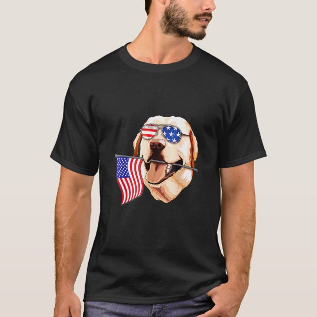 Labrador American Flag Patriotic Labrador T-Shirt (Front)