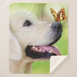 Labrador And Butterfly Throw Pillow
