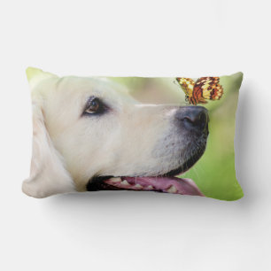 Labrador And Butterfly Throw Pillow