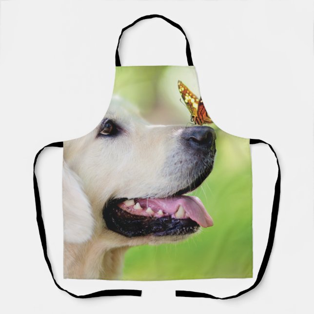 Labrador And Butterfly Throw Pillow Apron (Front)