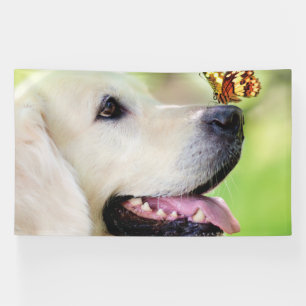 Labrador And Butterfly Throw Pillow Banner