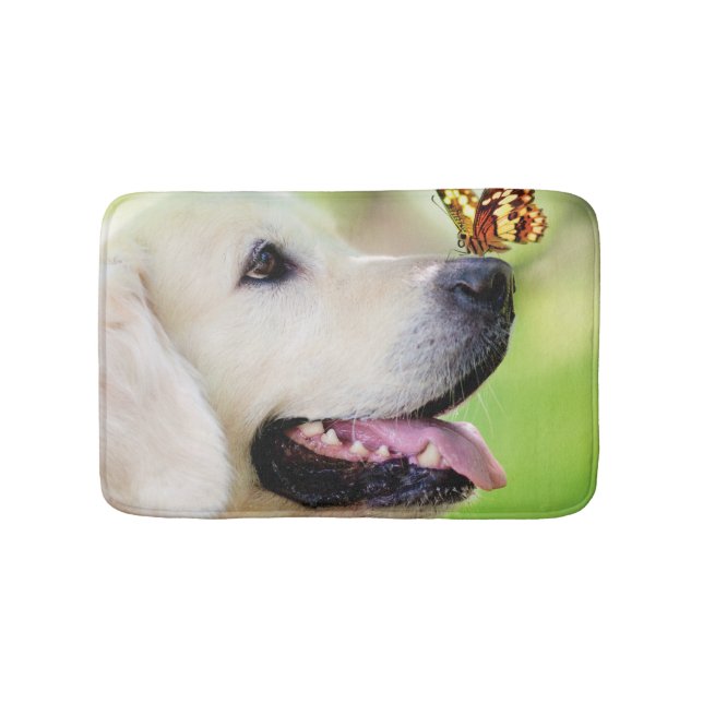 Labrador And Butterfly Throw Pillow Bath Mat (Front)