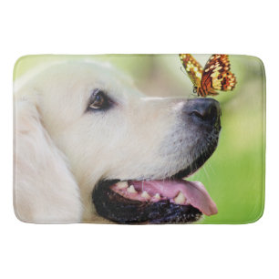 Labrador And Butterfly Throw Pillow Bath Mat