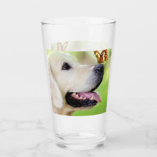 Labrador And Butterfly Throw Pillow Glass