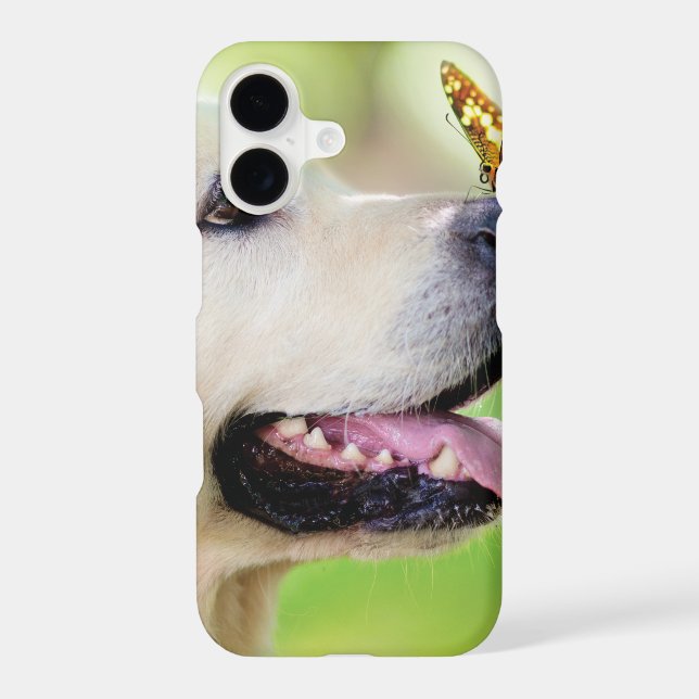 Labrador And Butterfly Throw Pillow iPhone Case (Back)