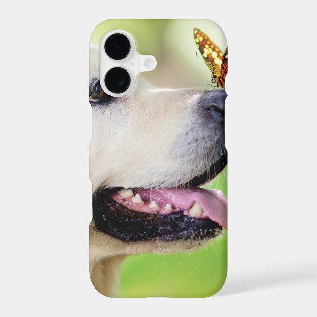 Labrador And Butterfly Throw Pillow iPhone Case (Back)